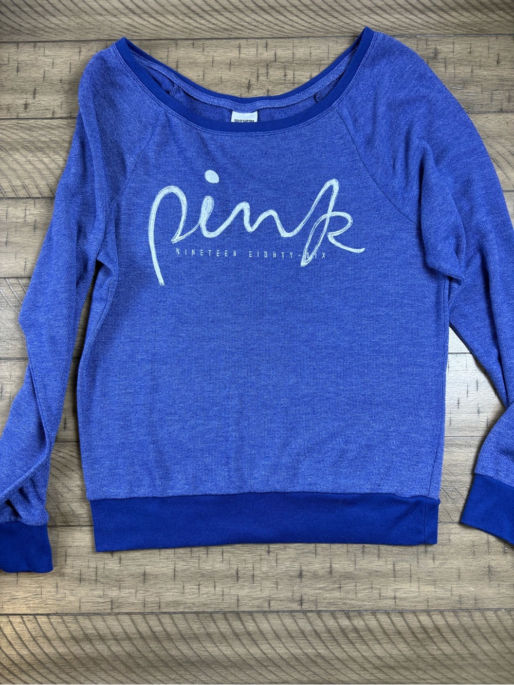 PINK Victoria's Secret Royal Blue Scoop-Neck Logo Pullover